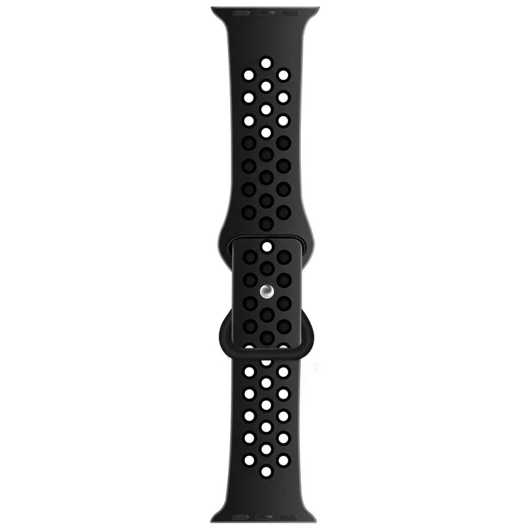 バタフライバックルデュアルトーン液体シリコン交換用ウォッチバンド Apple Watchシリーズ用、7 41mm / 6 & SE & 5 & 4 40mm / 3 & 2 & 1 38mm、7 45mm / 6 & SE & 5 & 4 44mm / 3 & 2 & 1 42mm