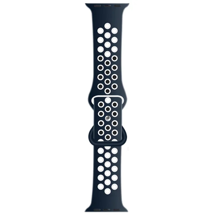バタフライバックルデュアルトーン液体シリコン交換用ウォッチバンド Apple Watchシリーズ用、7 41mm / 6 & SE & 5 & 4 40mm / 3 & 2 & 1 38mm、7 45mm / 6 & SE & 5 & 4 44mm / 3 & 2 & 1 42mm