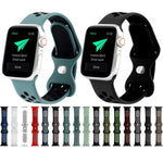 バタフライバックルデュアルトーン液体シリコン交換用ウォッチバンド Apple Watchシリーズ用、7 41mm / 6 & SE & 5 & 4 40mm / 3 & 2 & 1 38mm、7 45mm / 6 & SE & 5 & 4 44mm / 3 & 2 & 1 42mm