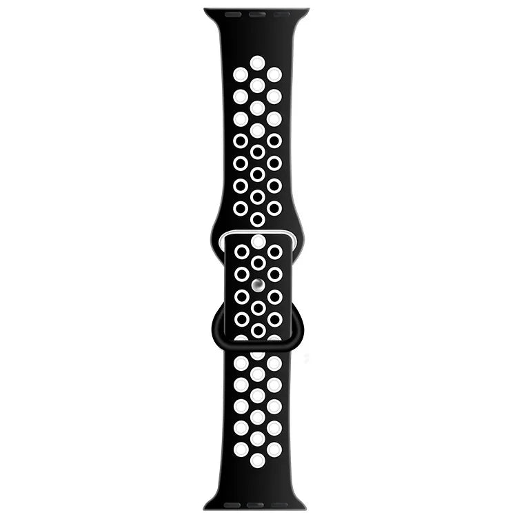 バタフライバックルデュアルトーン液体シリコン交換用ウォッチバンド Apple Watchシリーズ用、7 41mm / 6 & SE & 5 & 4 40mm / 3 & 2 & 1 38mm、7 45mm / 6 & SE & 5 & 4 44mm / 3 & 2 & 1 42mm