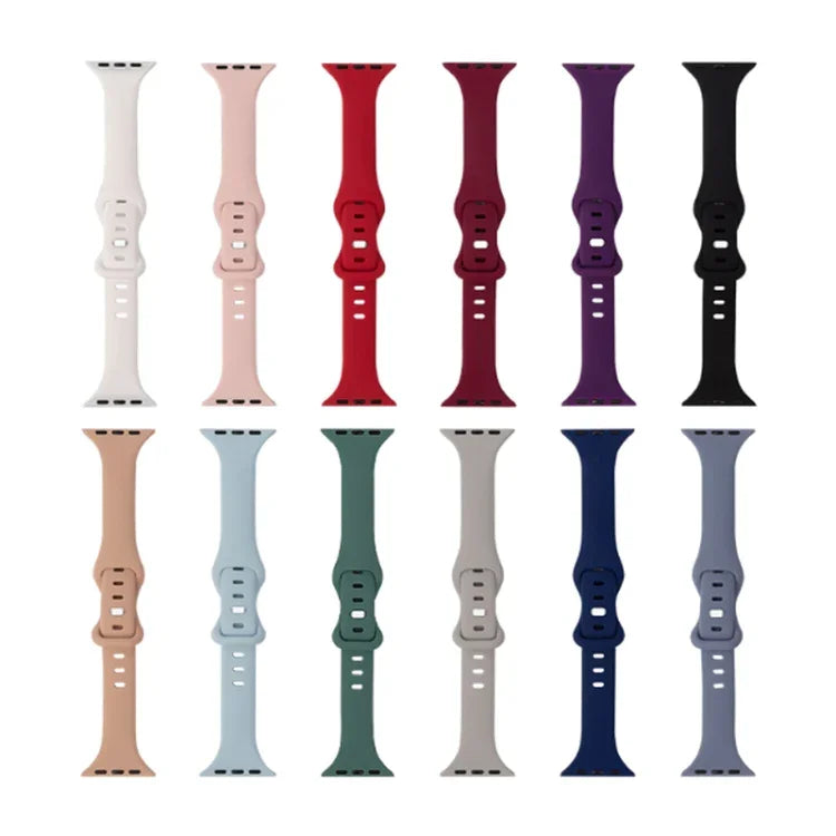 スリム8バックルシリコン交換用ストラップウォッチバンド、Apple Watchシリーズ7 41mm / & 6 & SE & 5 & 4 40mm用、Apple Watchシリーズ7 45mm / & 6 & SE & 5 & 4 44mm用