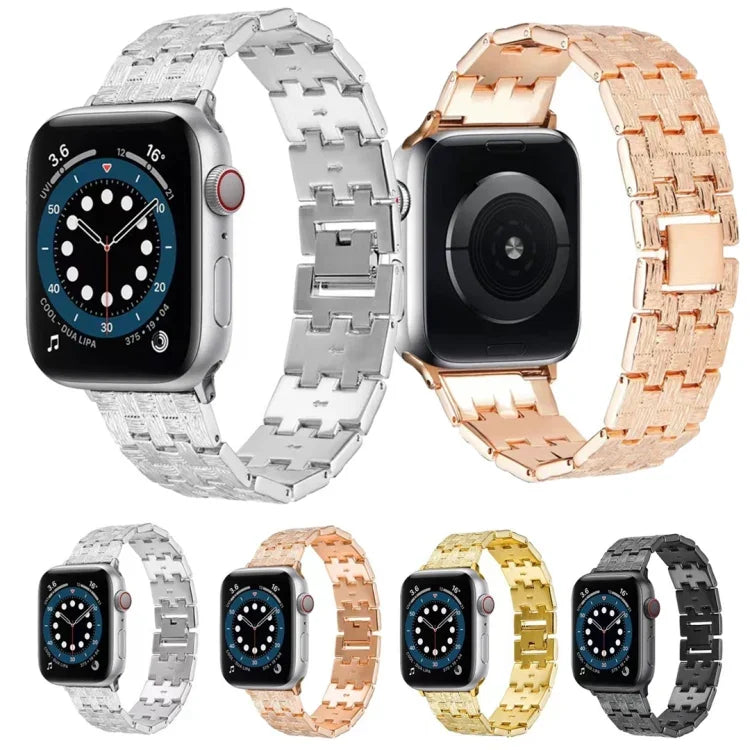 織り目テクスチャーステンレススチール交換用ウォッチバンド Apple Watchシリーズ用、7 41mm / 6 & SE & 5 & 4 40mm / 3 & 2 & 1 38mm、7 45mm / 6 & SE & 5 & 4 44mm / 3 & 2 & 1 42mm