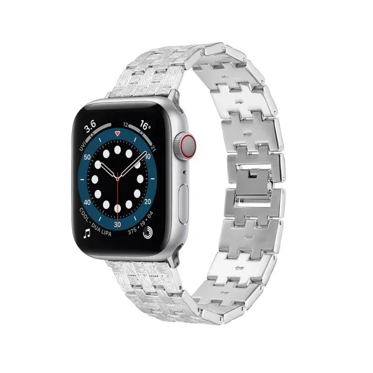 織り目テクスチャーステンレススチール交換用ウォッチバンド Apple Watchシリーズ用、7 41mm / 6 & SE & 5 & 4 40mm / 3 & 2 & 1 38mm、7 45mm / 6 & SE & 5 & 4 44mm / 3 & 2 & 1 42mm