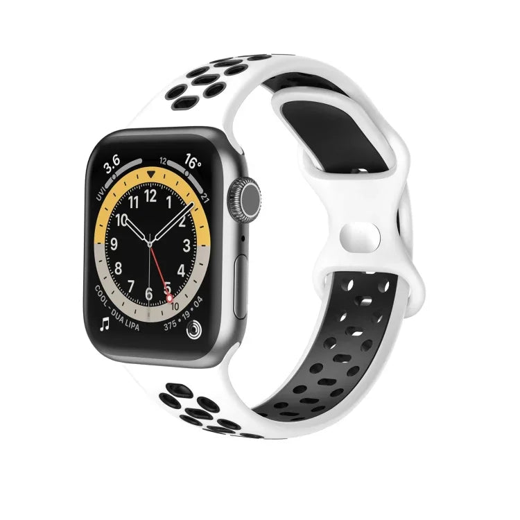 ツートンカラー8バックルシリコン交換用ストラップウォッチバンド、Apple Watch Series 7 41mm / 6 & SE & 5 & 4 40mm / 3 & 2 & 1 38mm用