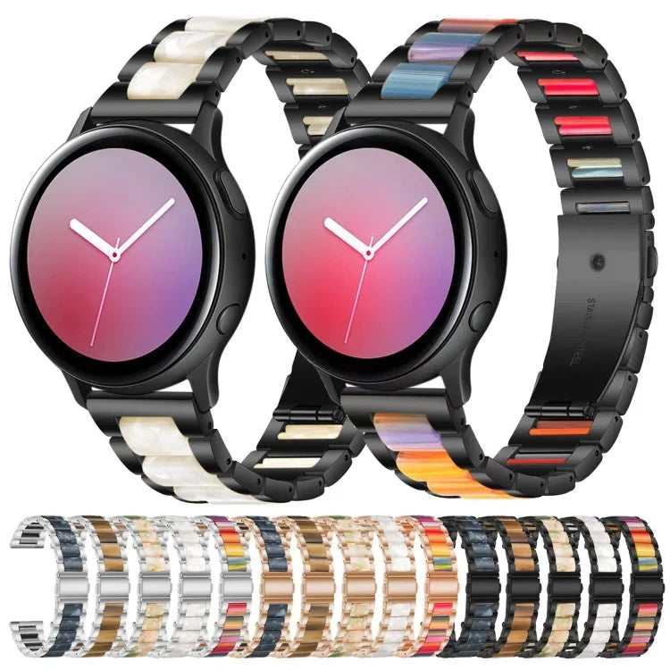 三連ビーズスチール＋樹脂交換用ストラップウォッチバンド、Samsungスマートウォッチ20mm用、Samsungスマートウォッチ22mm用