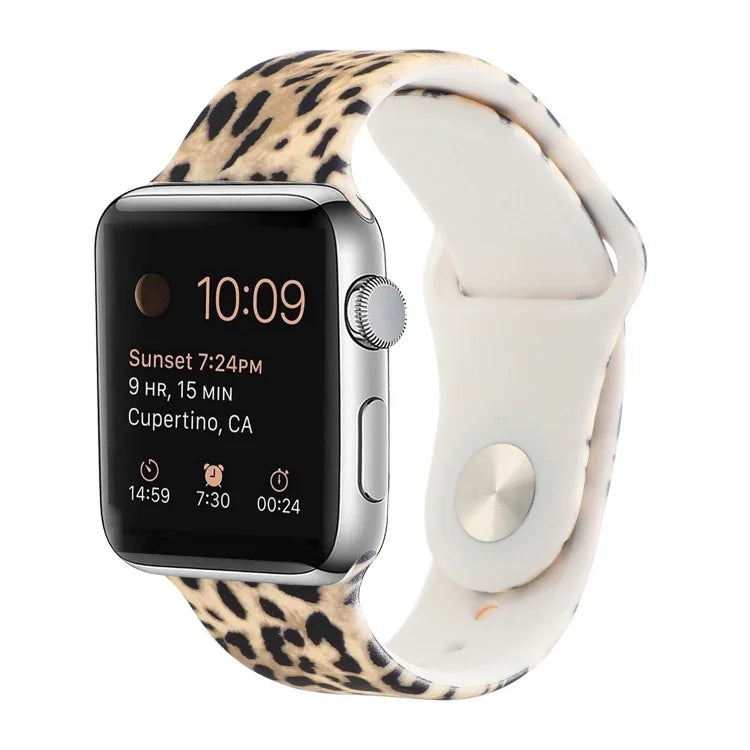 シリコン塗装パターン交換用ウォッチバンド、Apple Watch Series 7 41mm / 6 & SE & 5 & 4 40mm / 3 & 2 & 1 38mm、7 45mm / 6 & SE & 5 & 4 44mm / 3 & 2 & 1 42mm用