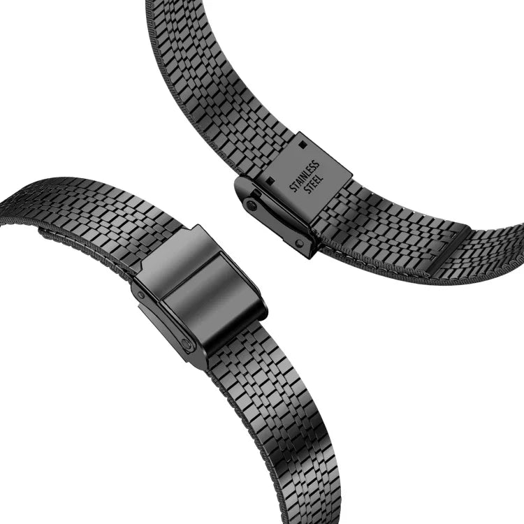 14mm 七粒ダブルセーフティバックルスリムスチール交換用ストラップウォッチバンド、Apple Watch Series 7 41mm / 6 & SE & 5 & 4 40mm / 3 & 2 & 1 38mm、7 45mm / 6 & SE & 5 & 4 44mm / 3 & 2 & 1 42mm用
