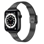 14mm 七粒ダブルセーフティバックルスリムスチール交換用ストラップウォッチバンド、Apple Watch Series 7 41mm / 6 & SE & 5 & 4 40mm / 3 & 2 & 1 38mm、7 45mm / 6 & SE & 5 & 4 44mm / 3 & 2 & 1 42mm用