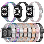 14mm 七粒ダブルセーフティバックルスリムスチール交換用ストラップウォッチバンド、Apple Watch Series 7 41mm / 6 & SE & 5 & 4 40mm / 3 & 2 & 1 38mm、7 45mm / 6 & SE & 5 & 4 44mm / 3 & 2 & 1 42mm用