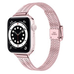 14mm 七粒ダブルセーフティバックルスリムスチール交換用ストラップウォッチバンド、Apple Watch Series 7 41mm / 6 & SE & 5 & 4 40mm / 3 & 2 & 1 38mm、7 45mm / 6 & SE & 5 & 4 44mm / 3 & 2 & 1 42mm用