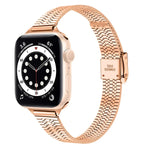 14mm 七粒ダブルセーフティバックルスリムスチール交換用ストラップウォッチバンド、Apple Watch Series 7 41mm / 6 & SE & 5 & 4 40mm / 3 & 2 & 1 38mm、7 45mm / 6 & SE & 5 & 4 44mm / 3 & 2 & 1 42mm用