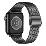 七粒ダブルセーフティバックルスチール交換用ストラップウォッチバンド、Apple Watch Series 7 41mm / 6 & SE & 5 & 4 40mm / 3 & 2 & 1 38mm、7 45mm / 6 & SE & 5 & 4 44mm / 3 & 2 & 1 42mm用
