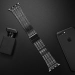 七粒ダブルセーフティバックルスチール交換用ストラップウォッチバンド、Apple Watch Series 7 41mm / 6 & SE & 5 & 4 40mm / 3 & 2 & 1 38mm、7 45mm / 6 & SE & 5 & 4 44mm / 3 & 2 & 1 42mm用