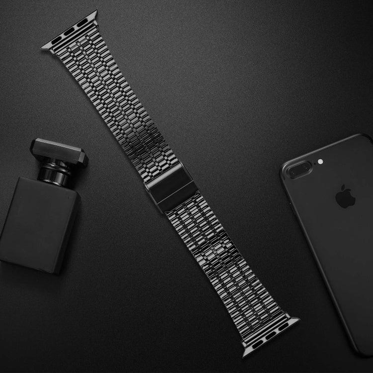 七粒ダブルセーフティバックルスチール交換用ストラップウォッチバンド、Apple Watch Series 7 41mm / 6 & SE & 5 & 4 40mm / 3 & 2 & 1 38mm、7 45mm / 6 & SE & 5 & 4 44mm / 3 & 2 & 1 42mm用