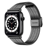 七粒ダブルセーフティバックルスチール交換用ストラップウォッチバンド、Apple Watch Series 7 41mm / 6 & SE & 5 & 4 40mm / 3 & 2 & 1 38mm、7 45mm / 6 & SE & 5 & 4 44mm / 3 & 2 & 1 42mm用