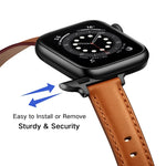ビジネススタイルレザー交換用ストラップウォッチバンド、Apple Watch Series 7 41mm / 6 & SE & 5 & 4 40mm / 3 & 2 & 1 38mm、7 45mm / 6 & SE & 5 & 4 44mm / 3 & 2 & 1 42mm用