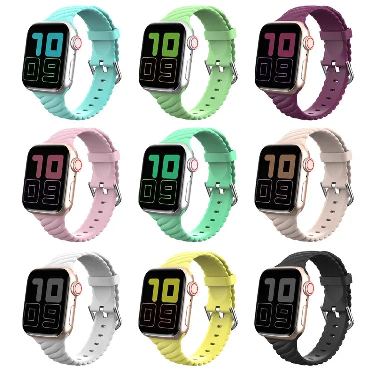 単色ツイストシリコン交換用ストラップ Apple Watchシリーズ用、7 41mm / 6 & SE & 5 & 4 40mm / 3 & 2 & 1 38mm、7 45mm / 6 & SE & 5 & 4 44mm / 3 & 2 & 1 42mm