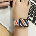 二色ツイストシリコン交換用ストラップ Apple Watchシリーズ用、7 41mm / 6 & SE & 5 & 4 40mm / 3 & 2 & 1 38mm、7 45mm / 6 & SE & 5 & 4 44mm / 3 & 2 & 1 42mm