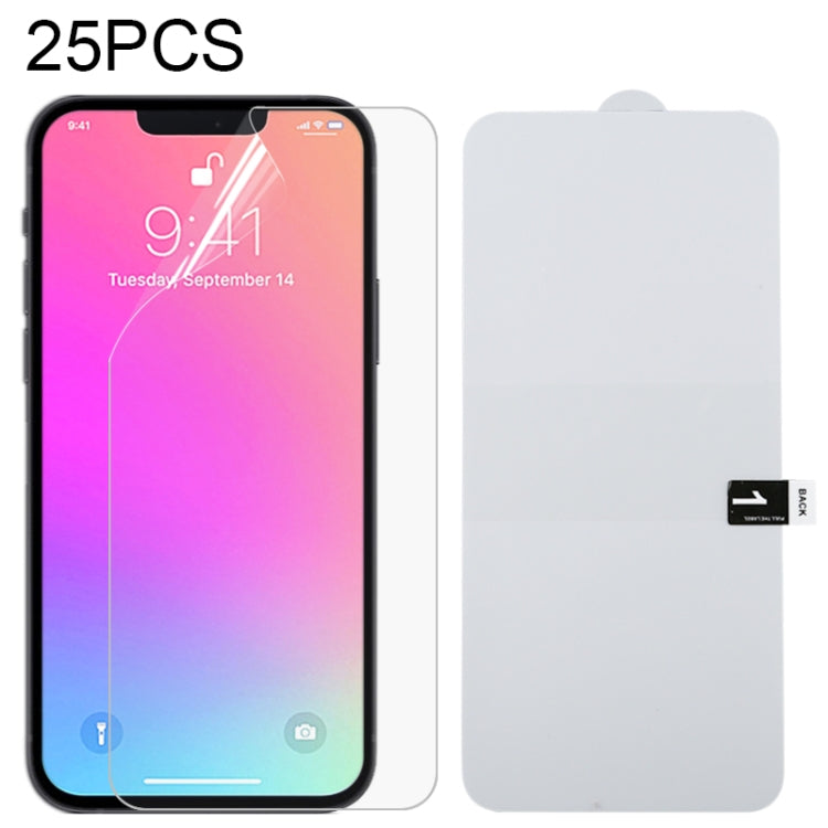25枚セット iPhone 16e / 13 / 13 Pro / 14用フルスクリーンプロテクター耐爆ハイドロゲルフィルム、iPhone 13 Pro Max用(25枚)、iPhone 16e / 13 / 13 Pro用(25枚)、iPhone 13 mini用(25枚)