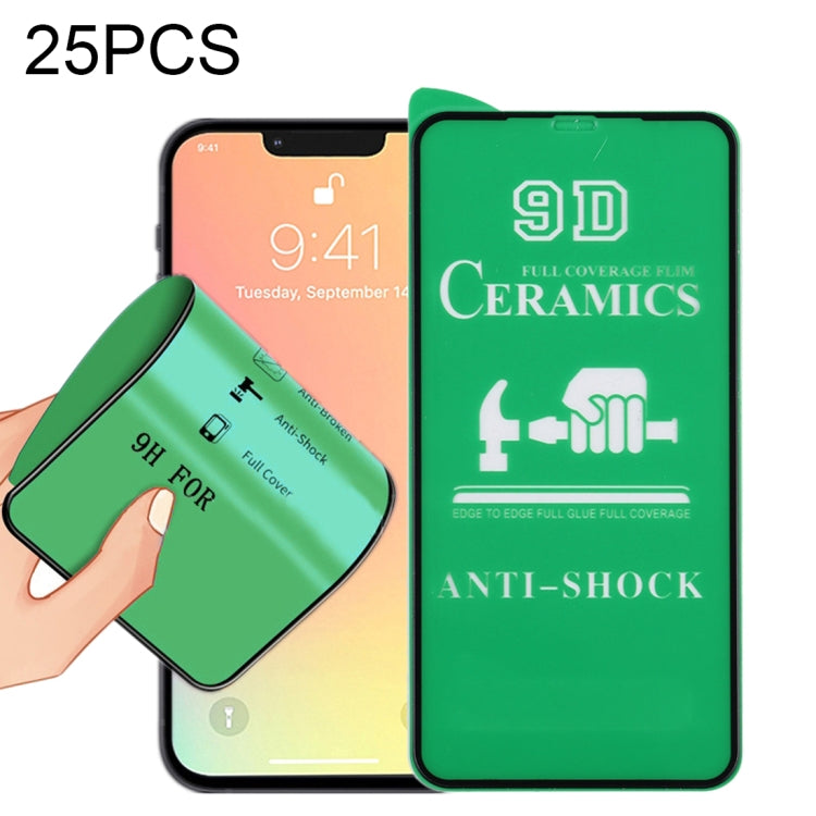 25枚セット 9Dフルスクリーンフルグルーセラミックフィルム、iPhone 13 mini用(25枚)、iPhone 13 / 13 Pro用(25枚)、iPhone 13 Pro Max用(25枚)