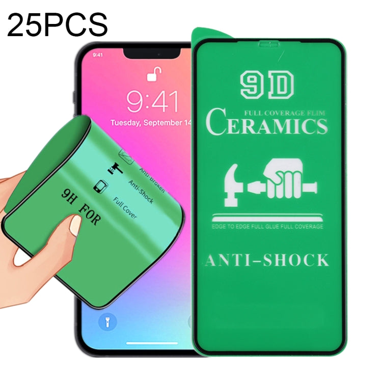 25枚セット 9Dフルスクリーンフルグルーセラミックフィルム、iPhone 13 mini用(25枚)、iPhone 13 / 13 Pro用(25枚)、iPhone 13 Pro Max用(25枚)