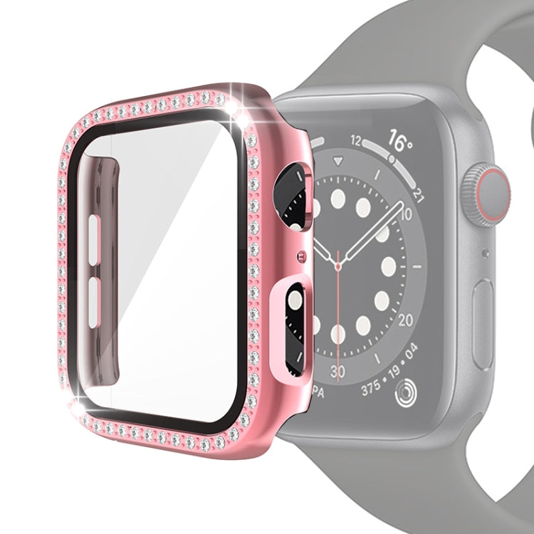 電気めっきPC単列ダイヤモンド保護ケース強化ガラスフィルム付き、Apple Watch Series用、Apple Watch Series 6 / 5 / 4 / Watch SE 40mm用、Apple Watch Series 6 / 5 / 4 / Watch SE 44mm用