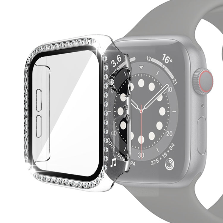 電気めっきPC単列ダイヤモンド保護ケース強化ガラスフィルム付き、Apple Watch Series用、Apple Watch Series 6 / 5 / 4 / Watch SE 40mm用、Apple Watch Series 6 / 5 / 4 / Watch SE 44mm用