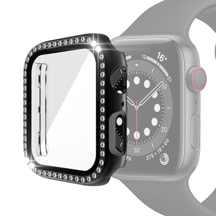 電気めっきPC単列ダイヤモンド保護ケース強化ガラスフィルム付き、Apple Watch Series用、Apple Watch Series 6 / 5 / 4 / Watch SE 40mm用、Apple Watch Series 6 / 5 / 4 / Watch SE 44mm用