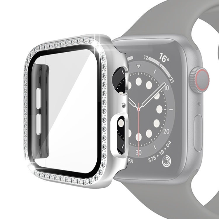 電気めっきPC単列ダイヤモンド保護ケース強化ガラスフィルム付き、Apple Watch Series用、Apple Watch Series 6 / 5 / 4 / Watch SE 40mm用、Apple Watch Series 6 / 5 / 4 / Watch SE 44mm用