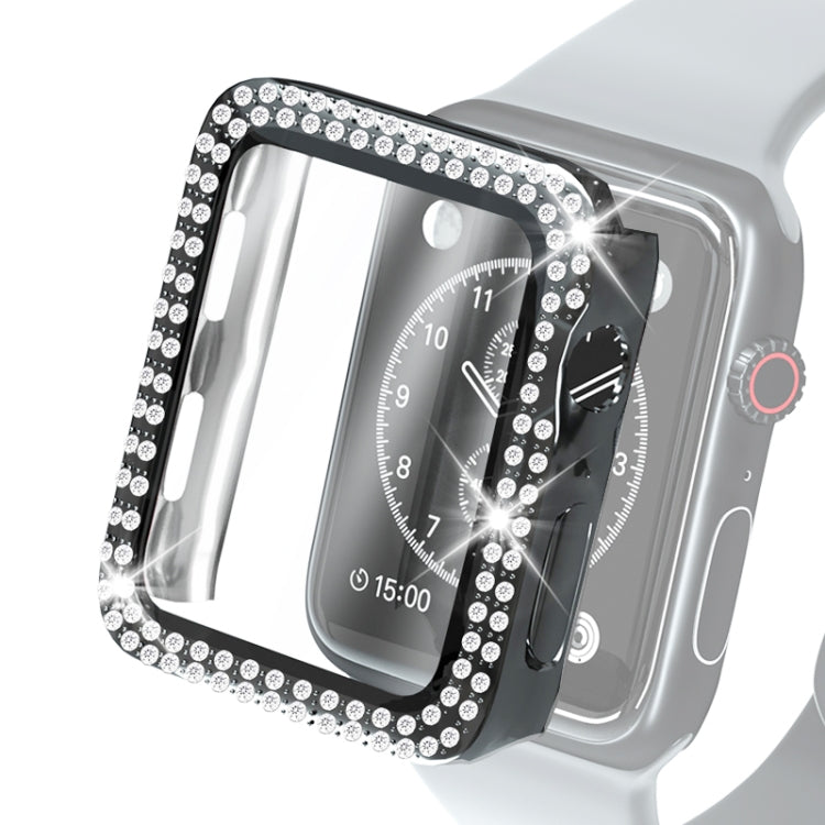 電気めっきPC二列ダイヤモンド保護ケース強化ガラスフィルム付き、Apple Watch Series用、Apple Watch Series 6 / 5 / 4 / Watch SE 40mm用、Apple Watch Series 6 / 5 / 4 / Watch SE 44mm用