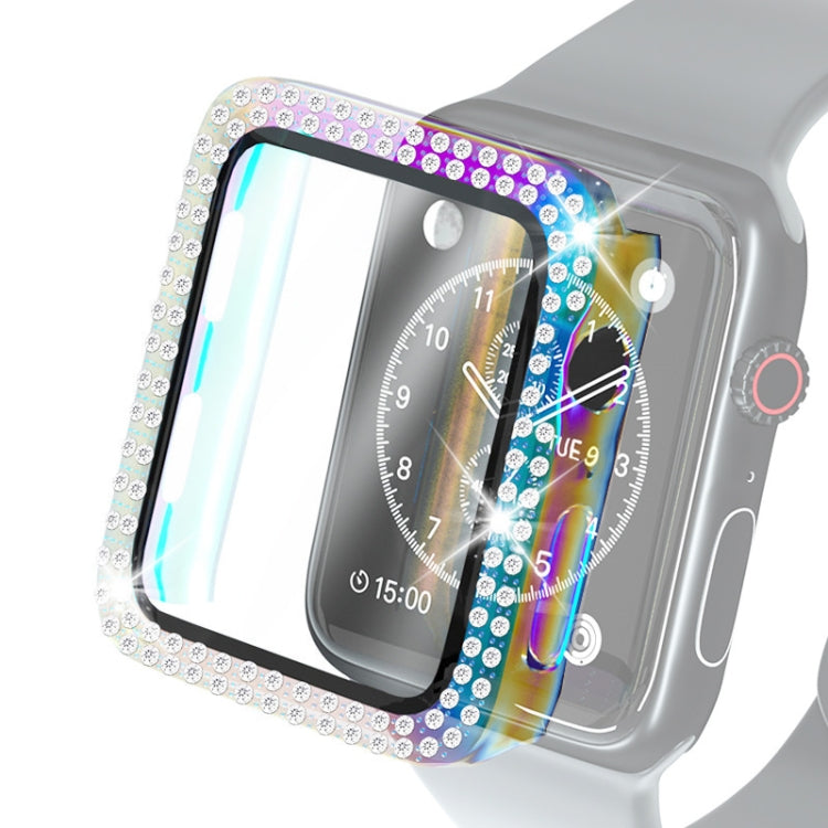 電気めっきPC二列ダイヤモンド保護ケース強化ガラスフィルム付き、Apple Watch Series用、Apple Watch Series 6 / 5 / 4 / Watch SE 40mm用、Apple Watch Series 6 / 5 / 4 / Watch SE 44mm用