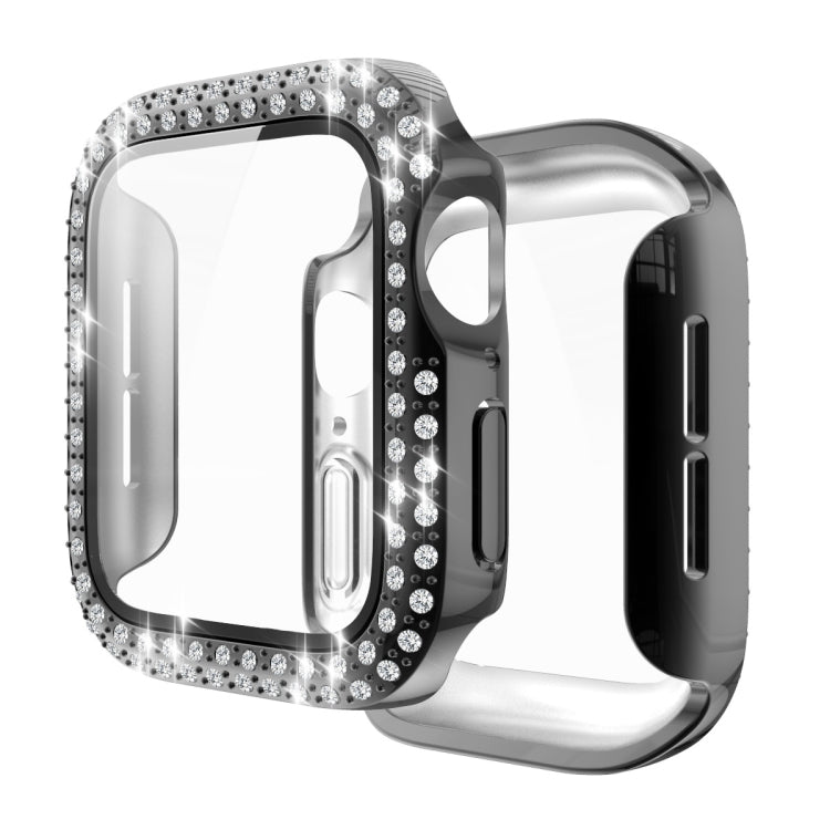 電気めっきPC二列ダイヤモンド保護ケース強化ガラスフィルム付き、Apple Watch Series用、Apple Watch Series 6 / 5 / 4 / Watch SE 40mm用、Apple Watch Series 6 / 5 / 4 / Watch SE 44mm用