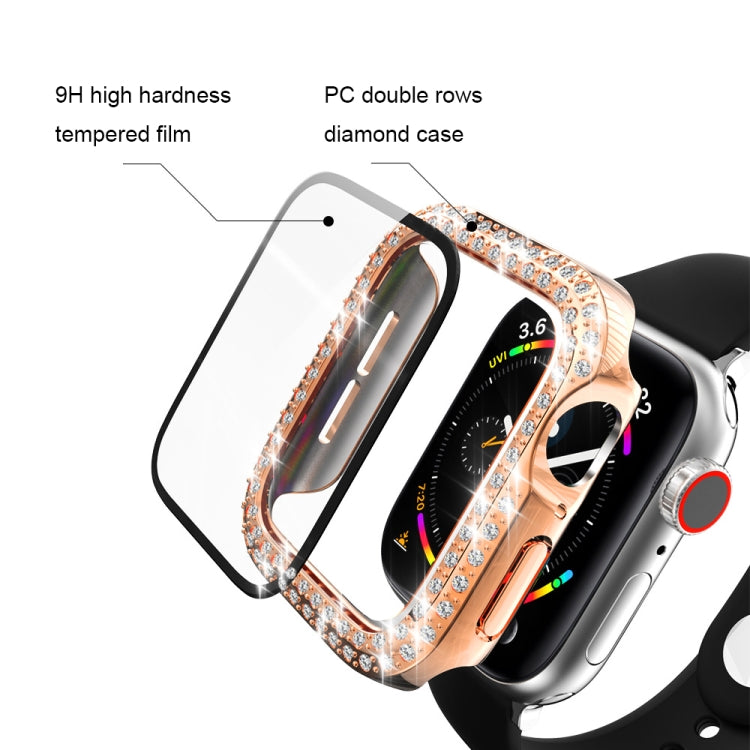 電気めっきPC二列ダイヤモンド保護ケース強化ガラスフィルム付き、Apple Watch Series用、Apple Watch Series 6 / 5 / 4 / Watch SE 40mm用、Apple Watch Series 6 / 5 / 4 / Watch SE 44mm用