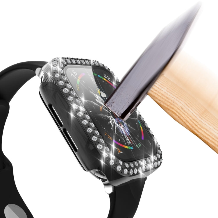 電気めっきPC二列ダイヤモンド保護ケース強化ガラスフィルム付き、Apple Watch Series用、Apple Watch Series 6 / 5 / 4 / Watch SE 40mm用、Apple Watch Series 6 / 5 / 4 / Watch SE 44mm用