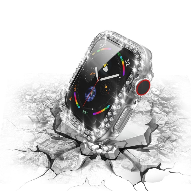 電気めっきPC二列ダイヤモンド保護ケース強化ガラスフィルム付き、Apple Watch Series用、Apple Watch Series 6 / 5 / 4 / Watch SE 40mm用、Apple Watch Series 6 / 5 / 4 / Watch SE 44mm用