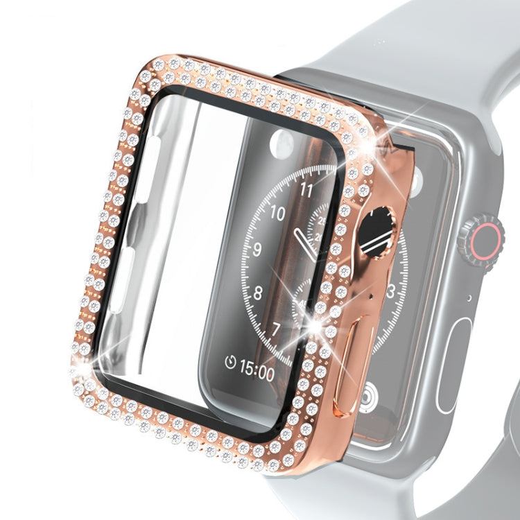 電気めっきPC二列ダイヤモンド保護ケース強化ガラスフィルム付き、Apple Watch Series用、Apple Watch Series 6 / 5 / 4 / Watch SE 40mm用、Apple Watch Series 6 / 5 / 4 / Watch SE 44mm用