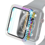 電気めっきPC二列ダイヤモンド保護ケース強化ガラスフィルム付き、Apple Watch Series用、Apple Watch Series 6 / 5 / 4 / Watch SE 40mm用、Apple Watch Series 6 / 5 / 4 / Watch SE 44mm用