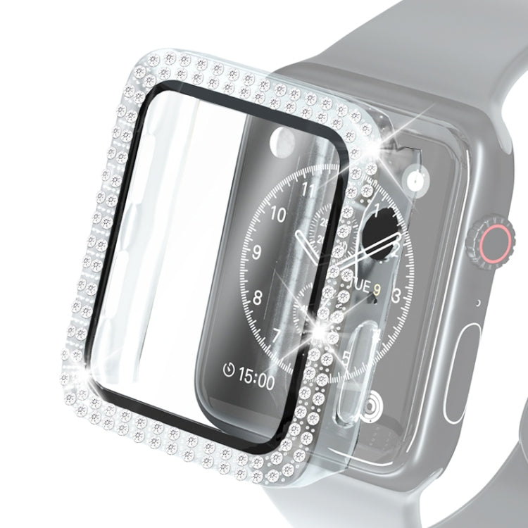 電気めっきPC二列ダイヤモンド保護ケース強化ガラスフィルム付き、Apple Watch Series用、Apple Watch Series 6 / 5 / 4 / Watch SE 40mm用、Apple Watch Series 6 / 5 / 4 / Watch SE 44mm用