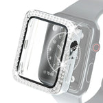 電気めっきPC二重列ダイヤモンド保護ケース 強化ガラスフィルム付き Apple Watchシリーズ用、3 & 2 & 1 38mm、3 & 2 & 1 42mm