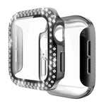 電気めっきPC二重列ダイヤモンド保護ケース 強化ガラスフィルム付き Apple Watchシリーズ用、3 & 2 & 1 38mm、3 & 2 & 1 42mm