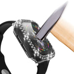 電気めっきPC二重列ダイヤモンド保護ケース 強化ガラスフィルム付き Apple Watchシリーズ用、3 & 2 & 1 38mm、3 & 2 & 1 42mm