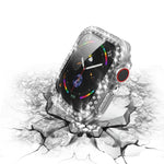 電気めっきPC二重列ダイヤモンド保護ケース 強化ガラスフィルム付き Apple Watchシリーズ用、3 & 2 & 1 38mm、3 & 2 & 1 42mm