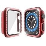 電気めっきPC単列ダイヤモンド保護ケース 強化ガラスフィルム付き Apple Watchシリーズ用、3 & 2 & 1 38mm、3 & 2 & 1 42mm