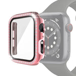 電気めっきPC単列ダイヤモンド保護ケース 強化ガラスフィルム付き Apple Watchシリーズ用、3 & 2 & 1 38mm、3 & 2 & 1 42mm