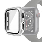 電気めっきPC単列ダイヤモンド保護ケース 強化ガラスフィルム付き Apple Watchシリーズ用、3 & 2 & 1 38mm、3 & 2 & 1 42mm