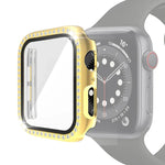 電気めっきPC単列ダイヤモンド保護ケース 強化ガラスフィルム付き Apple Watchシリーズ用、3 & 2 & 1 38mm、3 & 2 & 1 42mm