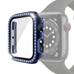 電気めっきPC単列ダイヤモンド保護ケース 強化ガラスフィルム付き Apple Watchシリーズ用、3 & 2 & 1 38mm、3 & 2 & 1 42mm