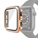 電気めっきPC単列ダイヤモンド保護ケース 強化ガラスフィルム付き Apple Watchシリーズ用、3 & 2 & 1 38mm、3 & 2 & 1 42mm