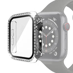 電気めっきPC単列ダイヤモンド保護ケース 強化ガラスフィルム付き Apple Watchシリーズ用、3 & 2 & 1 38mm、3 & 2 & 1 42mm