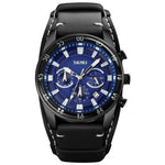 SKMEI 9249 Men Moonphase Calendar Stopwatch Leather Strap Quartz Watch